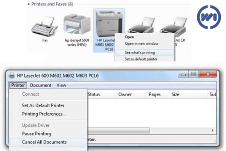 لغو دستورات چاپ